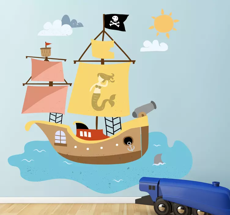 Autocolante decorativo infantil barco piratas - TenStickers