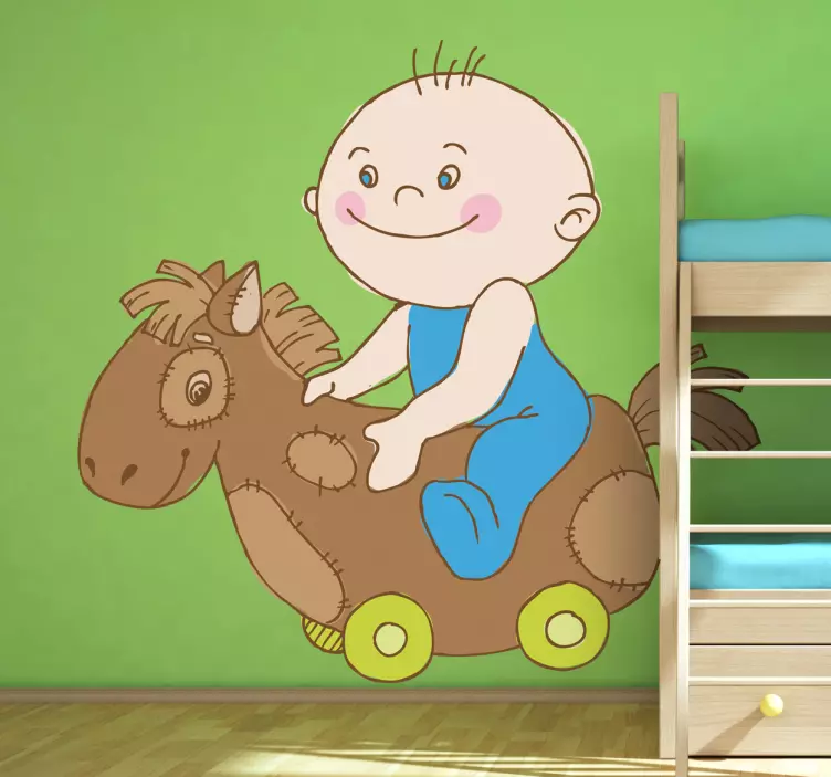 Adesivo decorativo infantil bebé a cavalo - TenStickers
