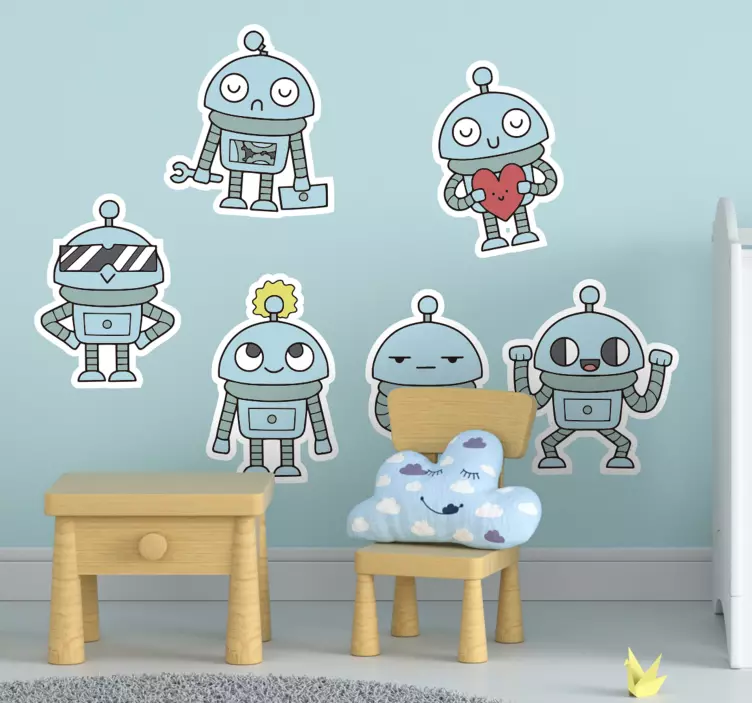Autocolante decorativo infantil kit de robots - TenStickers