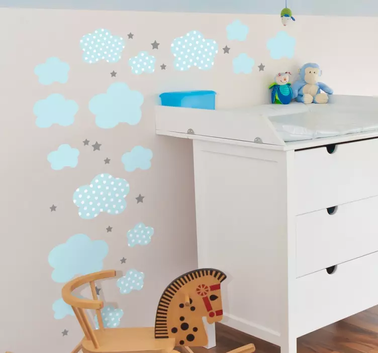 Autocolante decorativo infantil nuvens azuis - TenStickers