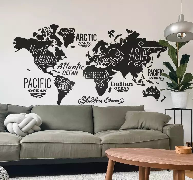 Autocolante mundo Mapa do mundo com detalhes - TenStickers