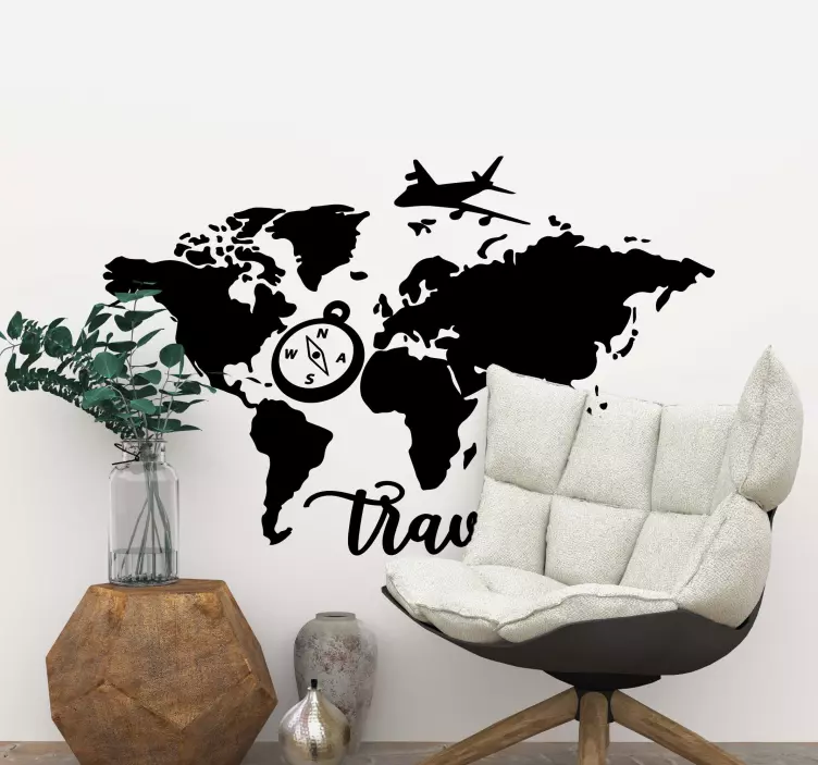 Autocolante Mapa-mundi com texto personalizado - TenStickers