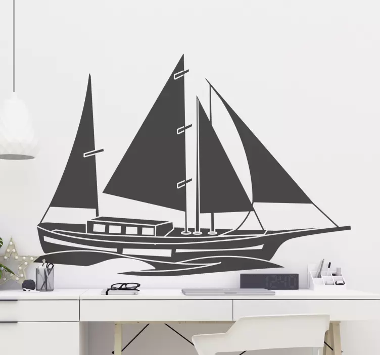 Autocolante decorativo marítimo Barco à vela  - TenStickers