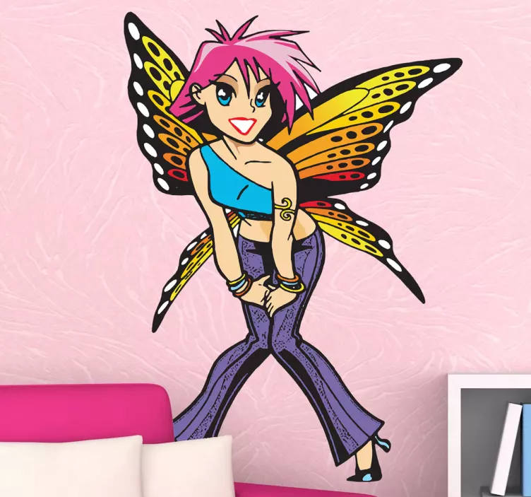 Adesivo decorativo menina borboleta jovem - TenStickers