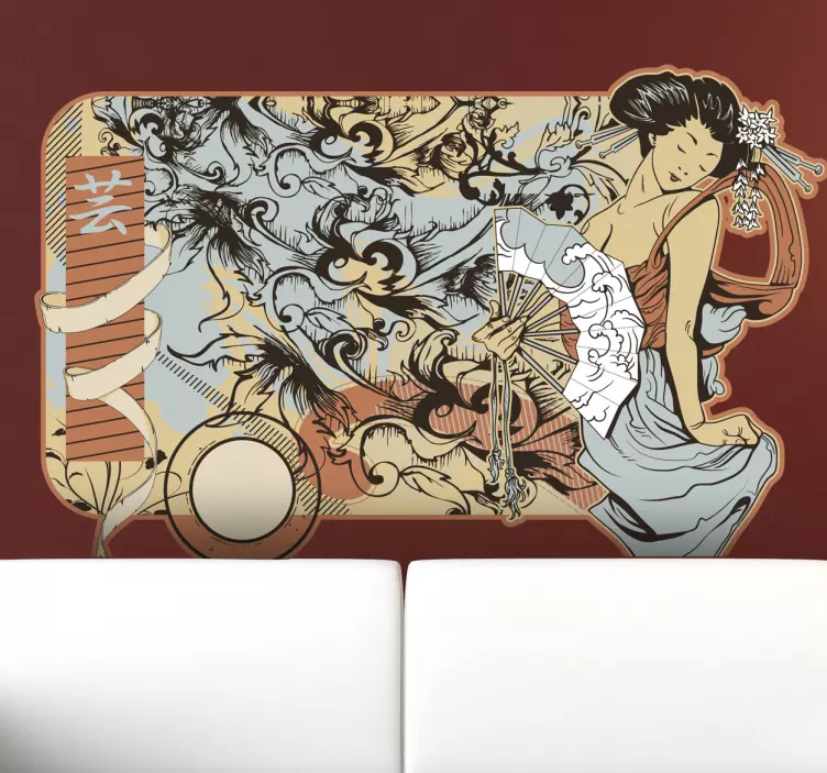 Autocolante decorativo oriental japonês ukiyo-e - TenStickers