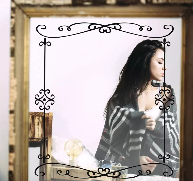 autocolante decorativo preto com moldura de espelho - TenStickers