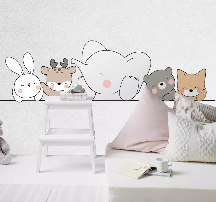 Autocolante Animais felizes no estilo nórdico - TenStickers