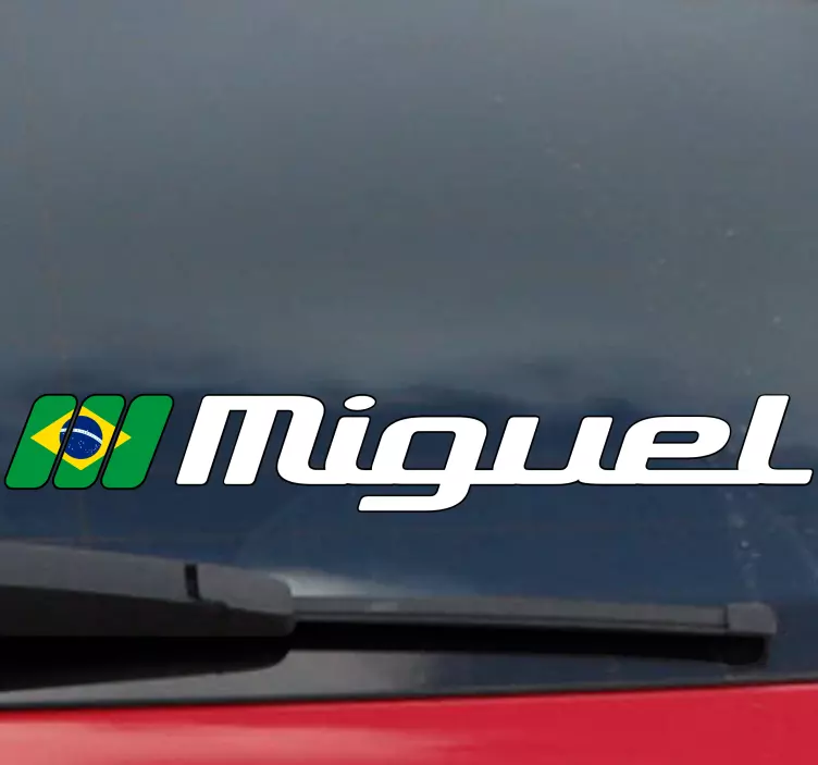 Autocolante para carros Bandeira do brasil em retângulo e nome pe - TenStickers