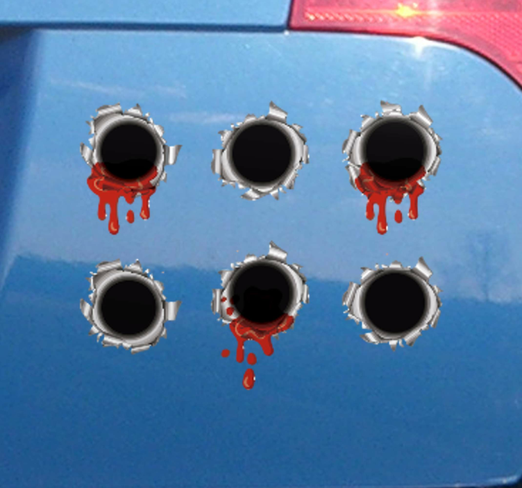 Autocolante para carros Buracos de bala com sangue - TenStickers