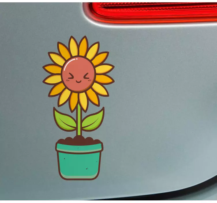Autocolante para carros Flor do sol fofa - TenStickers