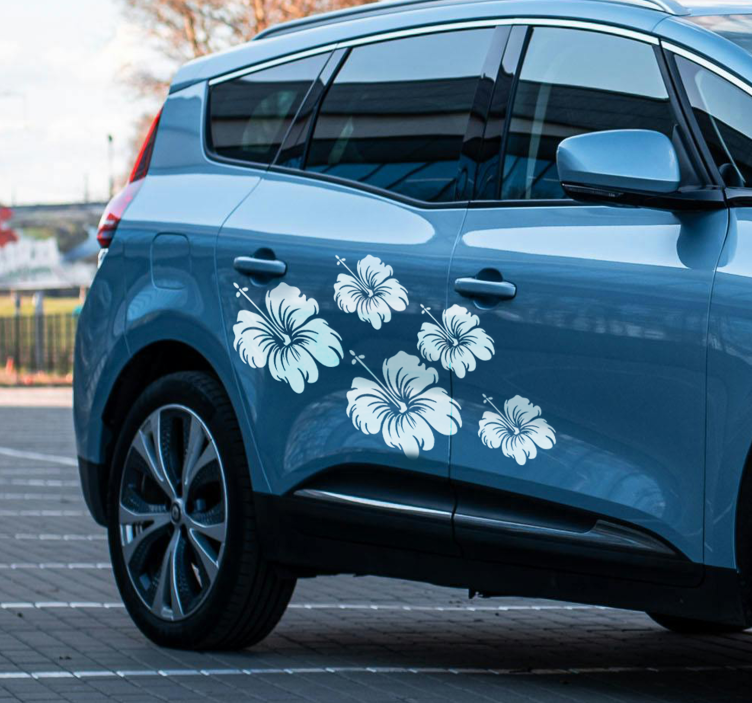Autocolante para carros flores de hibisco - TenStickers