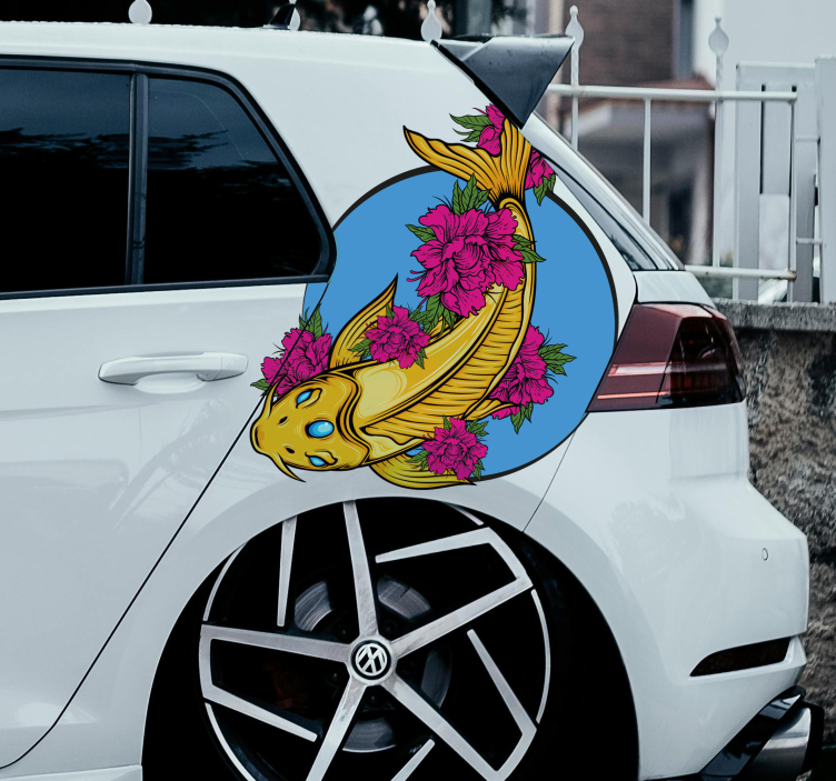 Autocolante para carros koi com flores - TenStickers
