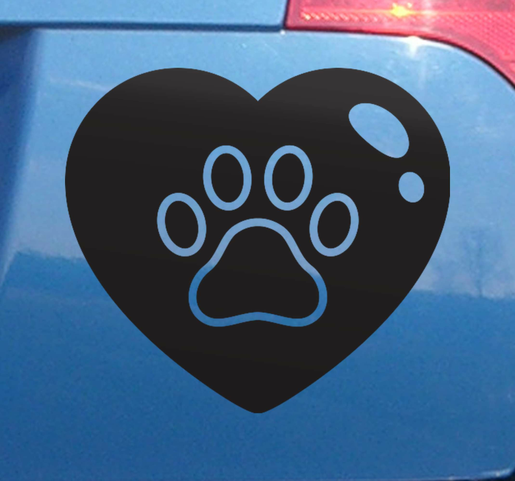Autocolante para carro Patas de cão coração - TenStickers