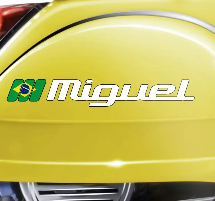 Autocolante para motas Bandeira do brasil em retângulo e nome per - TenStickers