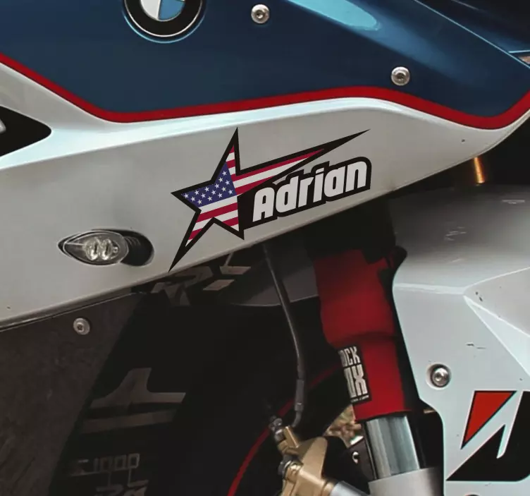 Autocolante para motas Bandeira dos estados unidos com nome perso - TenStickers