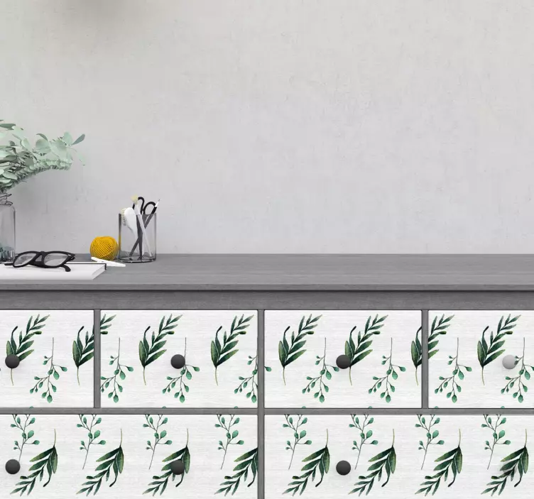 Autocolante para móveis padrão de eucalipto - TenStickers