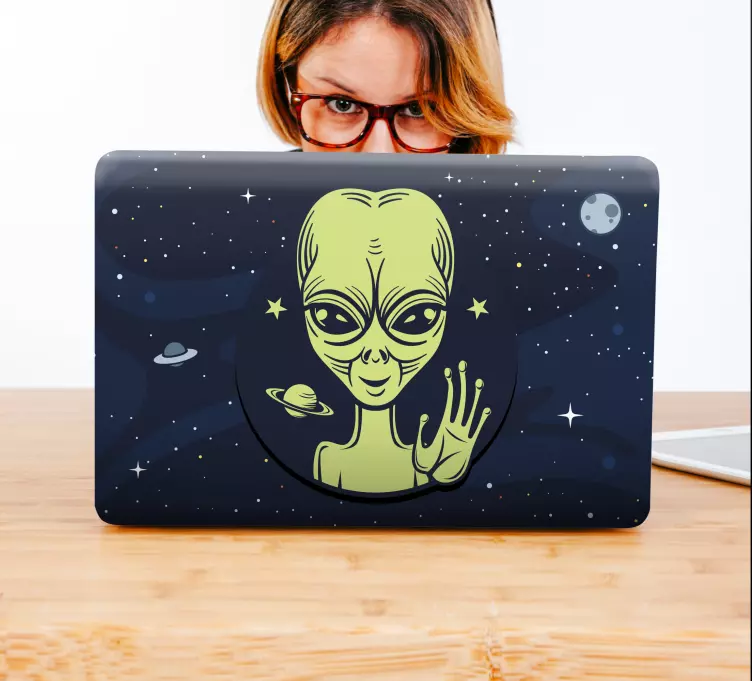 Autocolante para PC Bebê fofo alienígena espiando - TenStickers