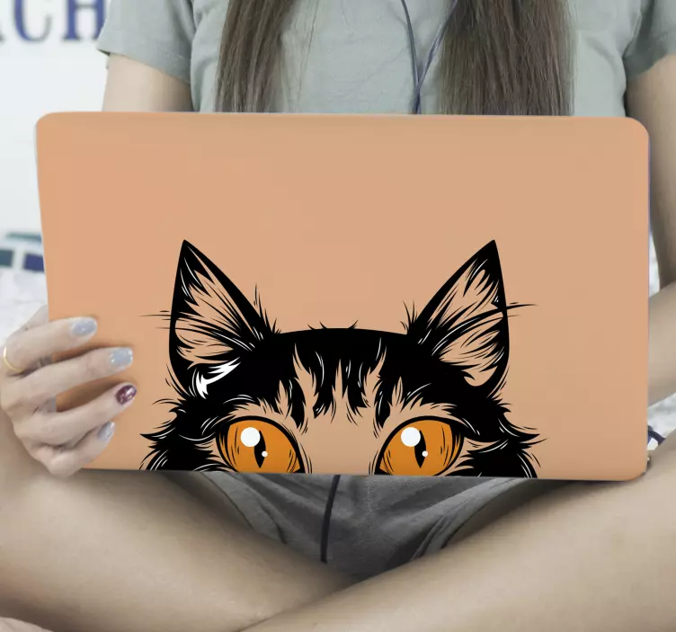Autocolante para PC Cara de gato com olhos laranja - TenStickers