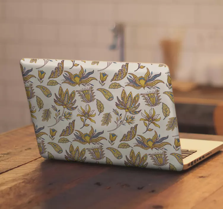 Autocolante para PC Conjunto de flores paisley - TenStickers