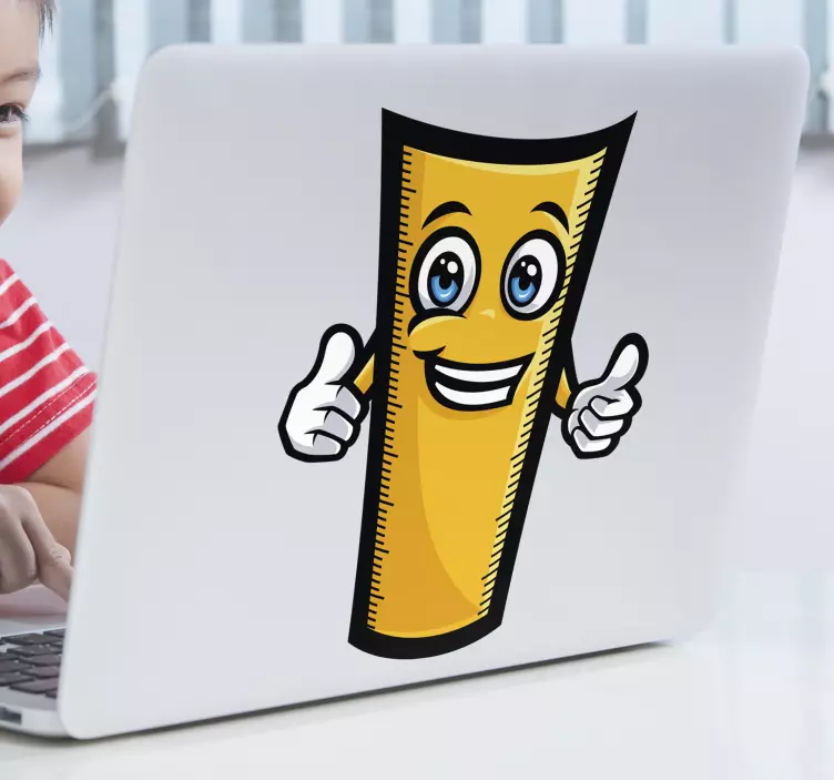 Autocolante para PC De volta à escola sorrindo régua azul - TenStickers