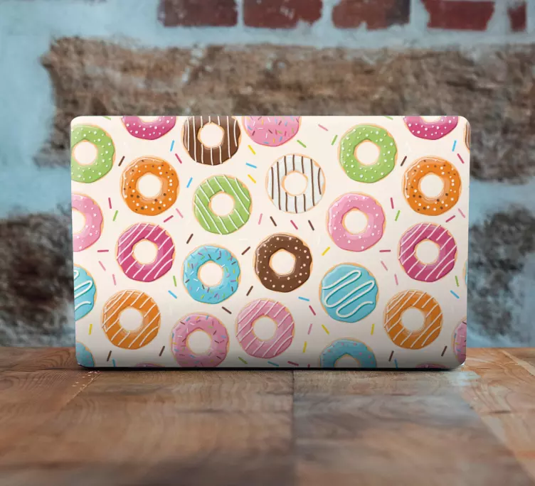 Autocolante para PC Desenho padrão de rosquinhas coloridas - TenStickers
