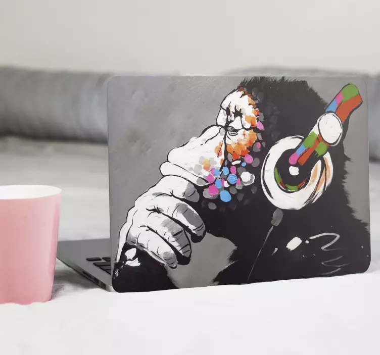 Autocolante para PC Dj macaco graffiti arte bansky - TenStickers