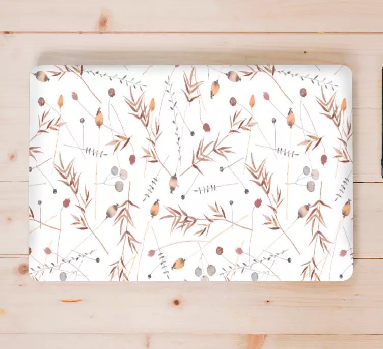 Autocolante para PC Flor seca fofa e padrão de folha - TenStickers