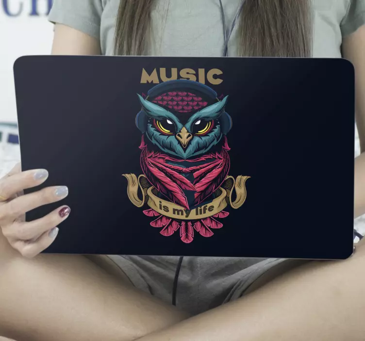 Autocolante para PC Ilustração musical coruja - TenStickers