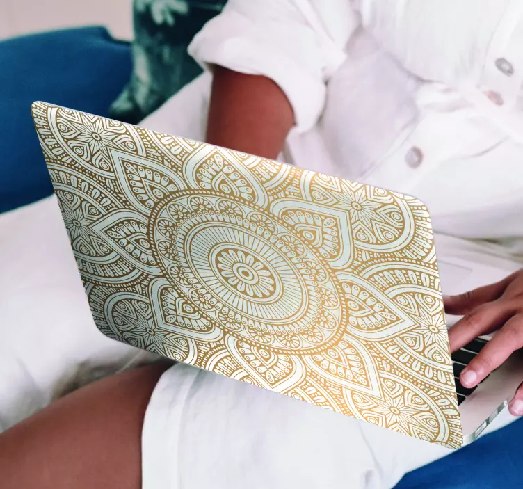 Autocolante para PC Mandala dourada - TenStickers