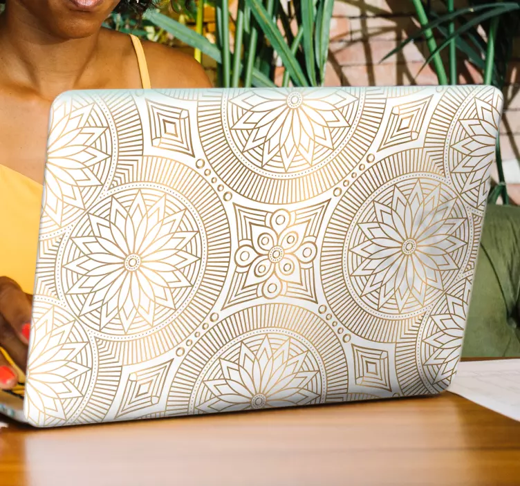 Autocolante para PC Mandala em tons dourados - TenStickers