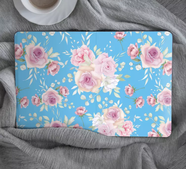 Autocolante para PC Rosas em fundo azul - TenStickers