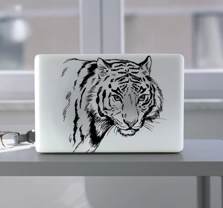 Autocolante para PC Tigre branco - TenStickers