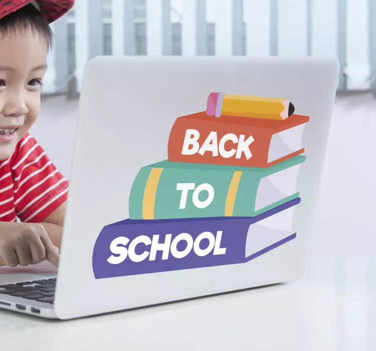 Autocolante para PC Volta ao livro de símbolos da escola e volta - TenStickers