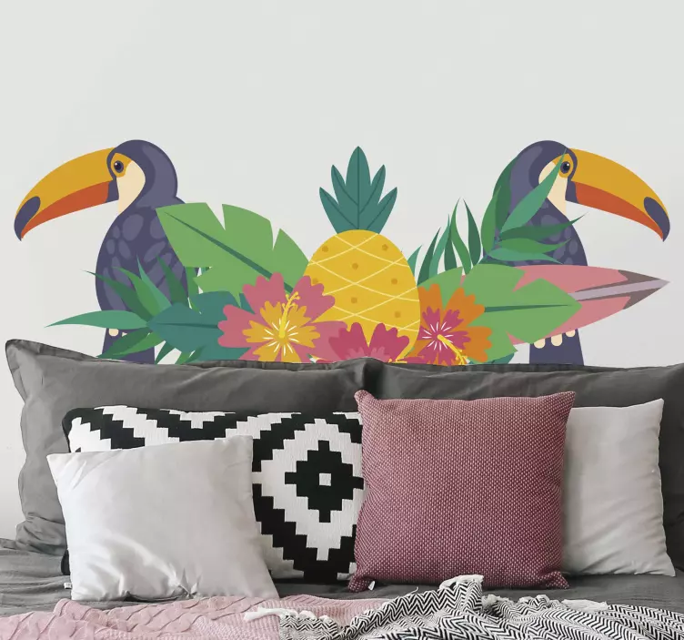 Vinil decorativo de cabeceira Tucanos tropicais - TenStickers