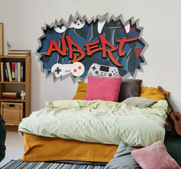 Autocolante para quarto infantil graffiti de jogador - TenStickers