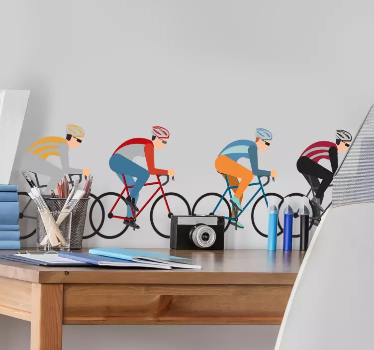 Vinil decorativo de ciclismo Ciclistas em fila - TenStickers