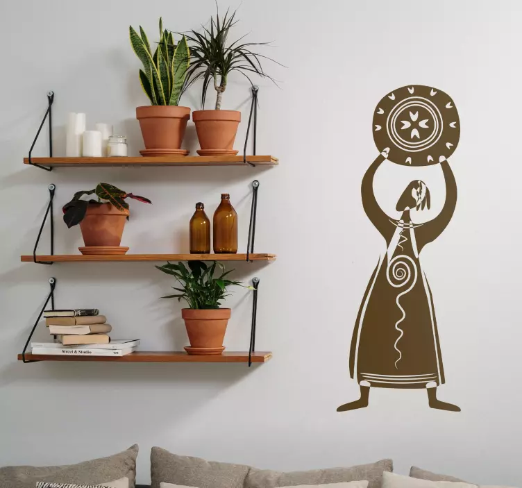Vinil decorativo étnico Mulher com escudo tribal - TenStickers