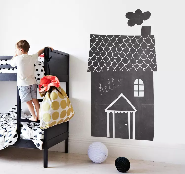 Autocolante infantil ardósia casa com chaminé - TenStickers