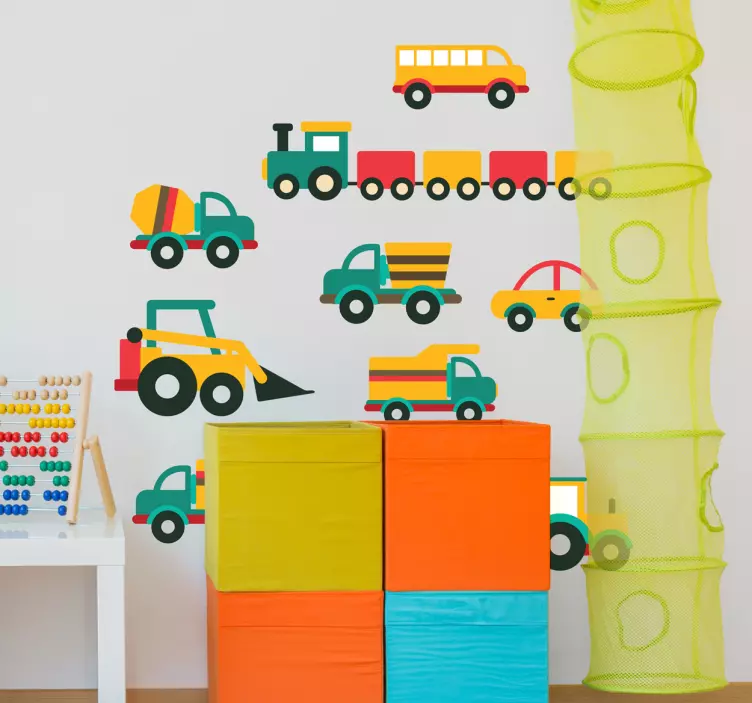 Autocolante infantil carrinhos variados - TenStickers