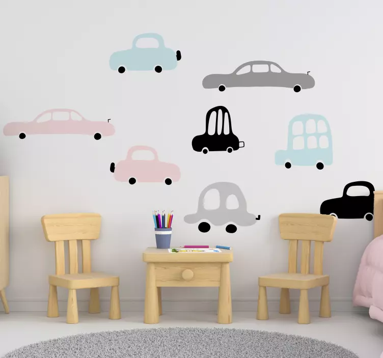 Autocolante infantil de ilustrações conjunto de carros - TenStickers