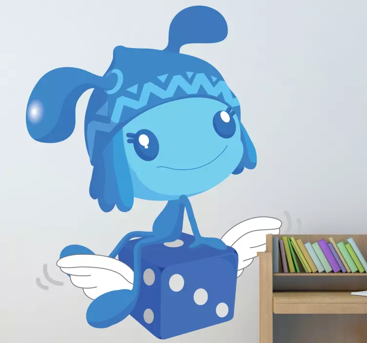 Autocolante infantil Duende azul com dado - TenStickers