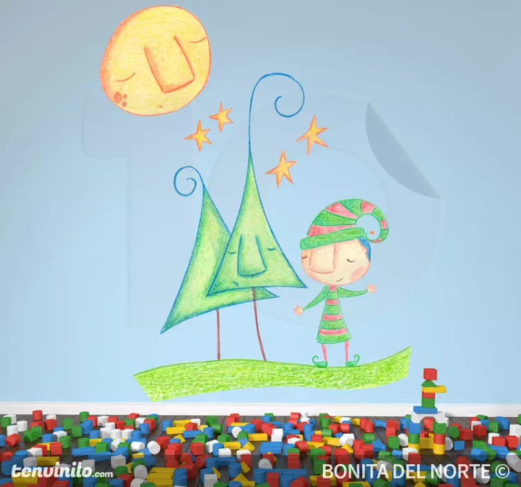 Autocolante infantil duende do natal - TenStickers