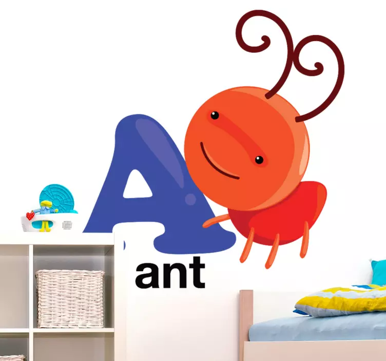 Autocolante infantil letra A e formiga - TenStickers