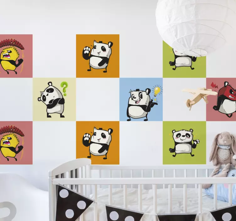 Autocolante infantil Pandas Brincando - TenStickers
