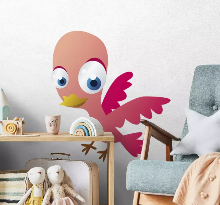 Autocolante infantil pássaro cor-de-rosa - TenStickers