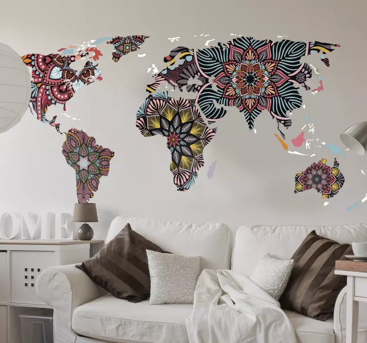 Autocolante mapa mundo Mandala - TenStickers
