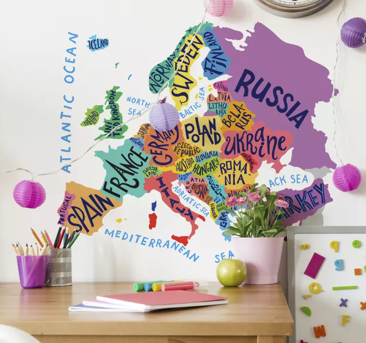Autocolante mundo Mapa infantil da Europa - TenStickers