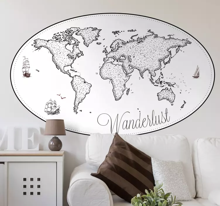 Autocolante mundo wanderlust mapamundo - TenStickers