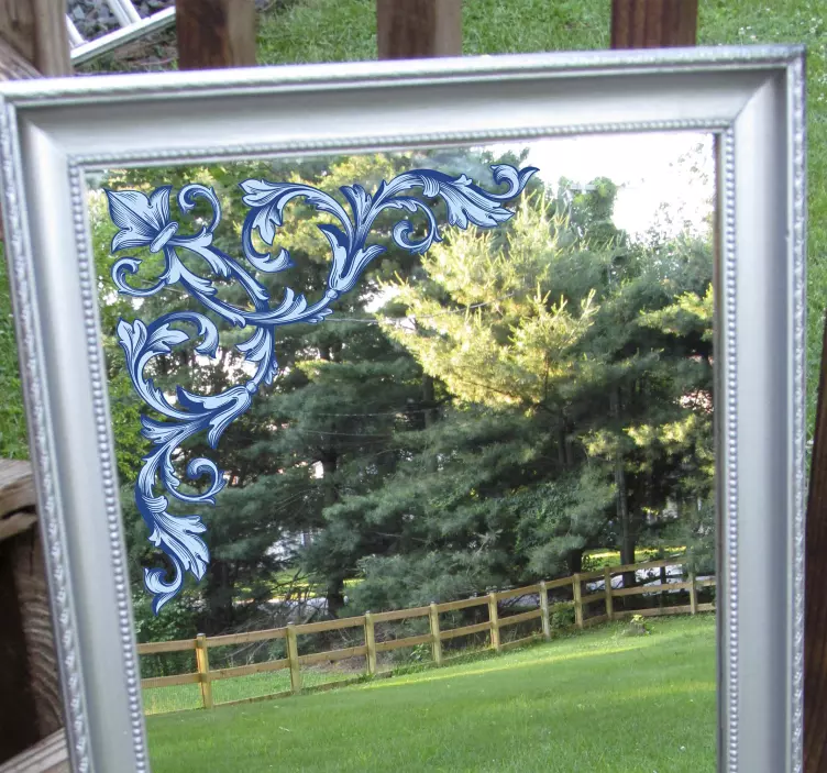 Autocolante para espelho de cantos florais azuis - TenStickers