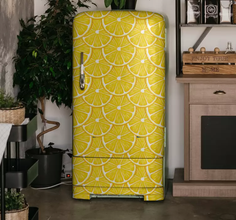 Autocolante para frigorífico conceito de fatia de limão - TenStickers